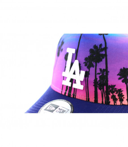 palm trees NY trucker cap - Trucker LA West Coast print navy pink